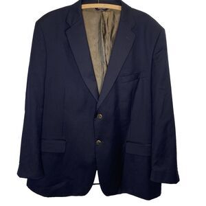 JOSEPH & FEISS Gold Blue 100% Wool Blazer Sport Coat Jacket Single Vent Mens 50R